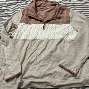 Maurice’s Beige and Brown Quarter-Zip Sweater